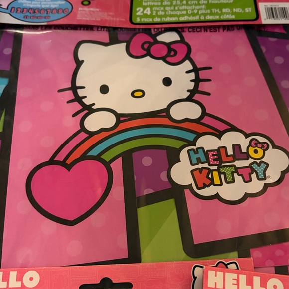 Hello Kitty Pink Birthday Banner,bags and thank you cards all new - Picture 3 of 11